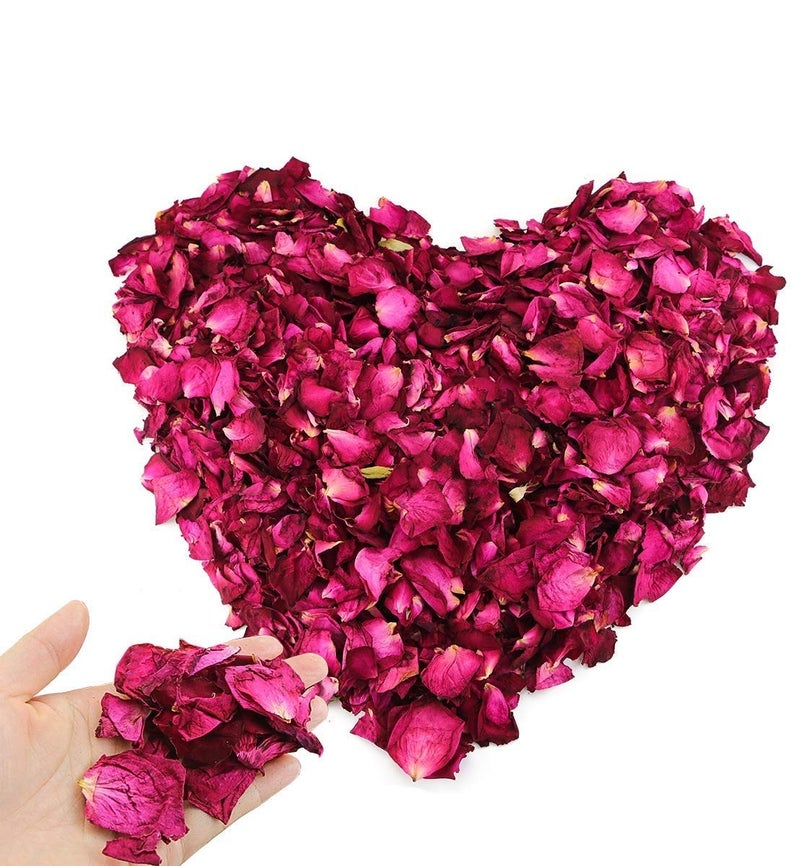 Hslife 150 Grams/ 5.3 OZ Natural Real Red Rose Flower Petals Dried Rose Petal for Wedding Decoration Bath Foot Bath Wedding Confetti Crafts Accessories (5.3, Ounces) - Image 1